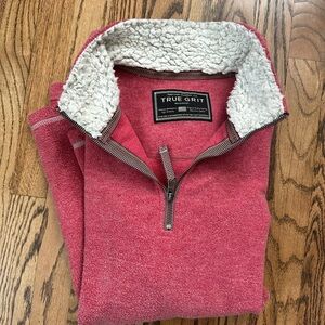 True Grit Men's Red Quarter Zip Pullover